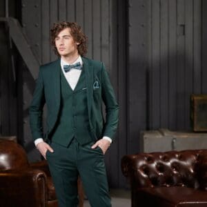 Dreiteiliger Anzug mieten in grün für den Anlass.