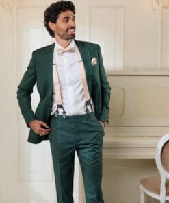 Tannengrüner Anzug Set Retro Vintage für Gartenhochzeit im Retro Vintage Stil