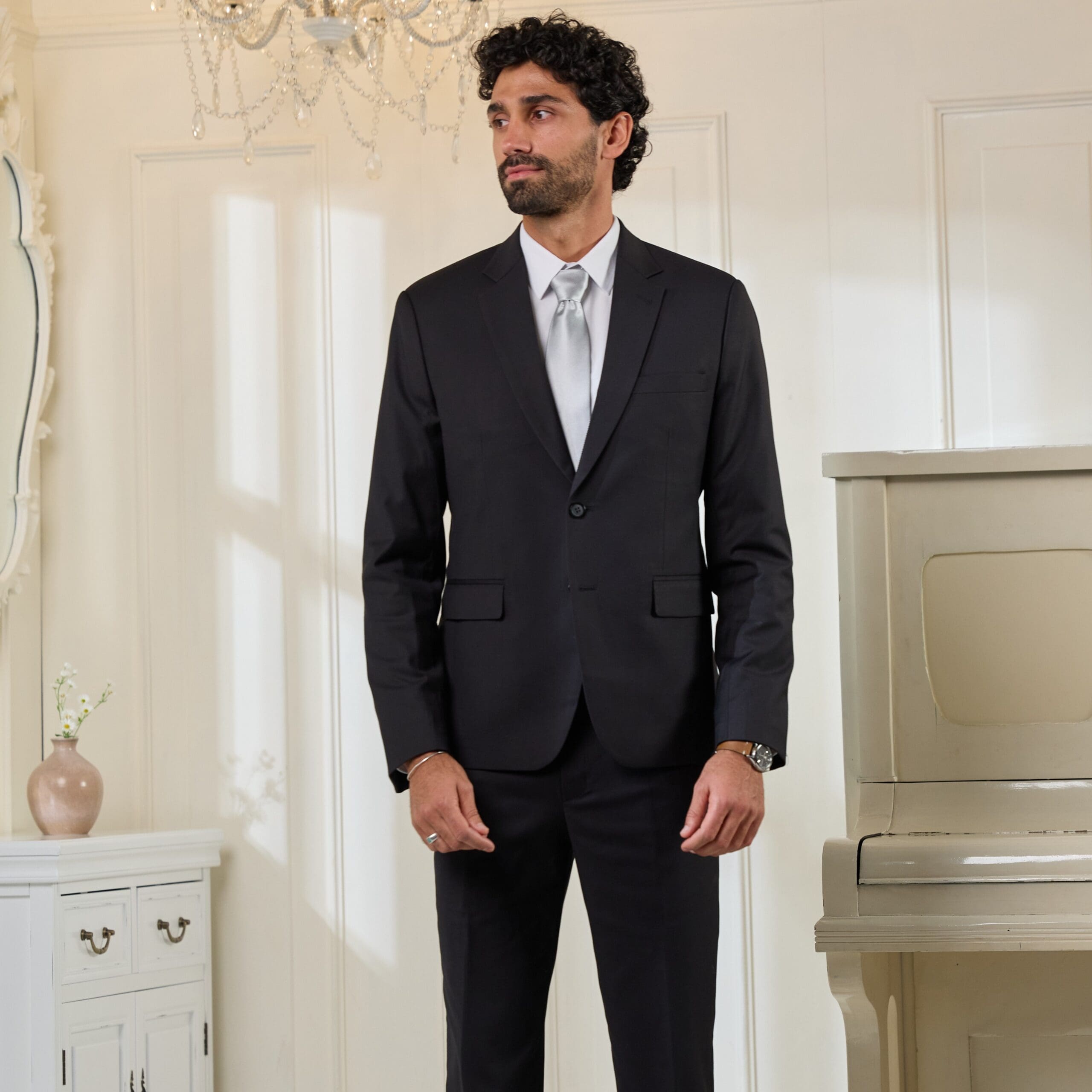 Business Anzug Set komplett in Schwarz für Diplomfeier Mieten statt Kaufen