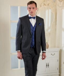 Hochzeitsanzug-Set mieten in Grau mit königsblaue Weste im Vintage-Stil - Jetzt Online Mieten in der Schweiz!