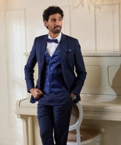 Hochzeitsanzug-Set mieten in Nachtblau mit königsblaue Weste - Jetzt online Mieten!