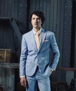 Business Anzug Set komplett in klassiches Design mit Moderner Hellblaue Farbe Mieten statt Kaufen.